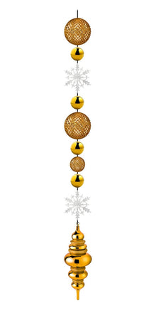 Gold Ornament & Snowflake Drop pre-built ornament string for commercial holiday displays