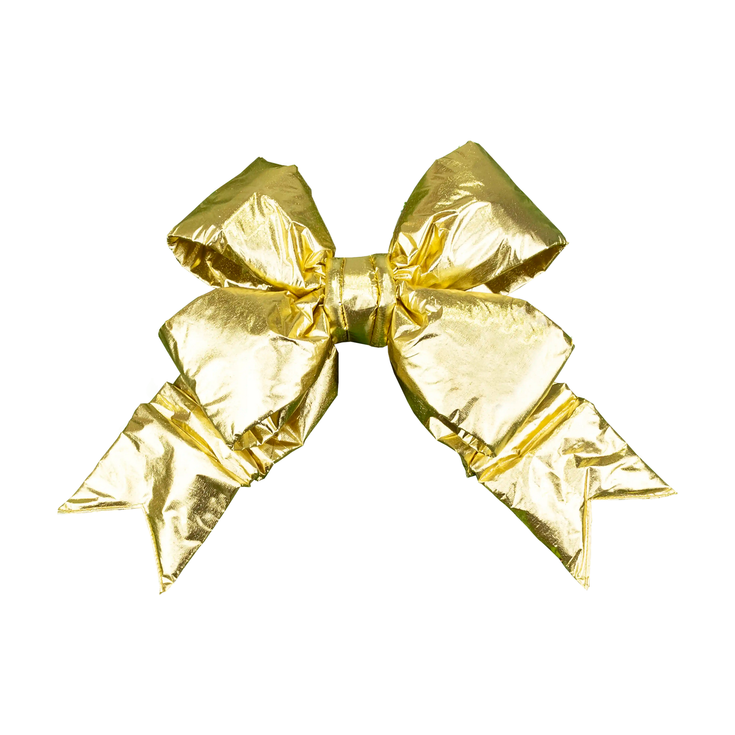 Gold Structural Bow, commercial-grade decorative bow with coordinating tails; available in 18", 24", 36", and 48" sizes