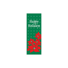 Happy Holidays Poinsettia light pole banner, double-sided full-color screen print on sea grass green marine acrylic fabric
