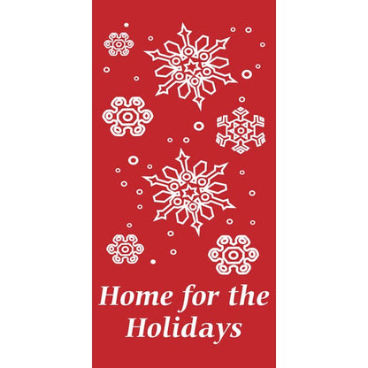 Home for the Holidays Snowflake pole banner for commercial exteriors; available in marine acrylic, poly, or vinyl