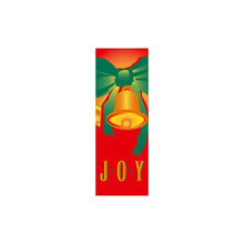 Joy Bell Light Pole Banner , double-sided screen print on red marine acrylic with yellow and green inks; sizes 30×60, 30×84, 30×94-96