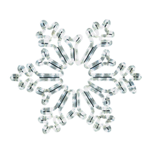 LED Ropelight Crystal Snowflake, 18 in commercial outdoor holiday accent with cool white ropelight on an aluminum frame