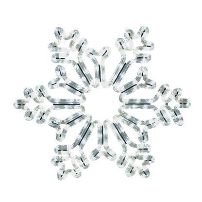 LED Ropelight Crystal Snowflake, 18 in commercial outdoor holiday accent with cool white ropelight on an aluminum frame