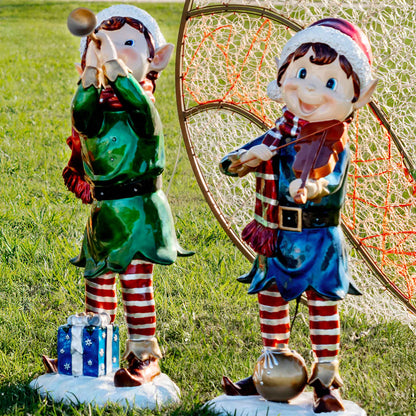 Free-standing commercial elf figures compact enough for interior lobbies and entrances