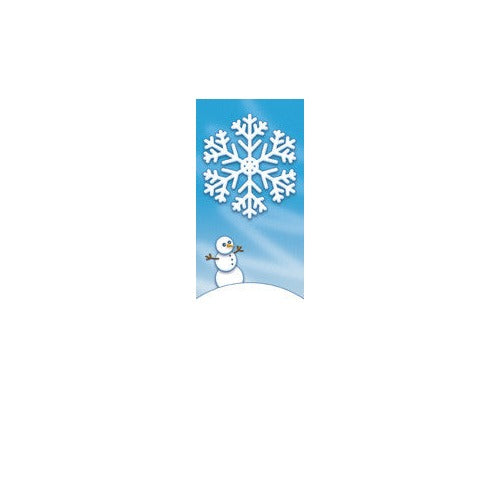 Little Snowman light pole banner, full-color digital print, double-sided with same art; available in 30″×60″, 30″×84″, 30″×94-96″