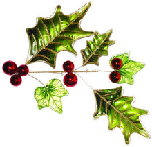 37" Metal Holly and Berry Spray, lacquer-painted metal accent, 37" L x 32" W x 6" H, suitable for interior or exterior use