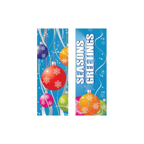 Ornament Drops light pole banner (double set), available in 30×60, 30×84, and 30×94-96 sizes