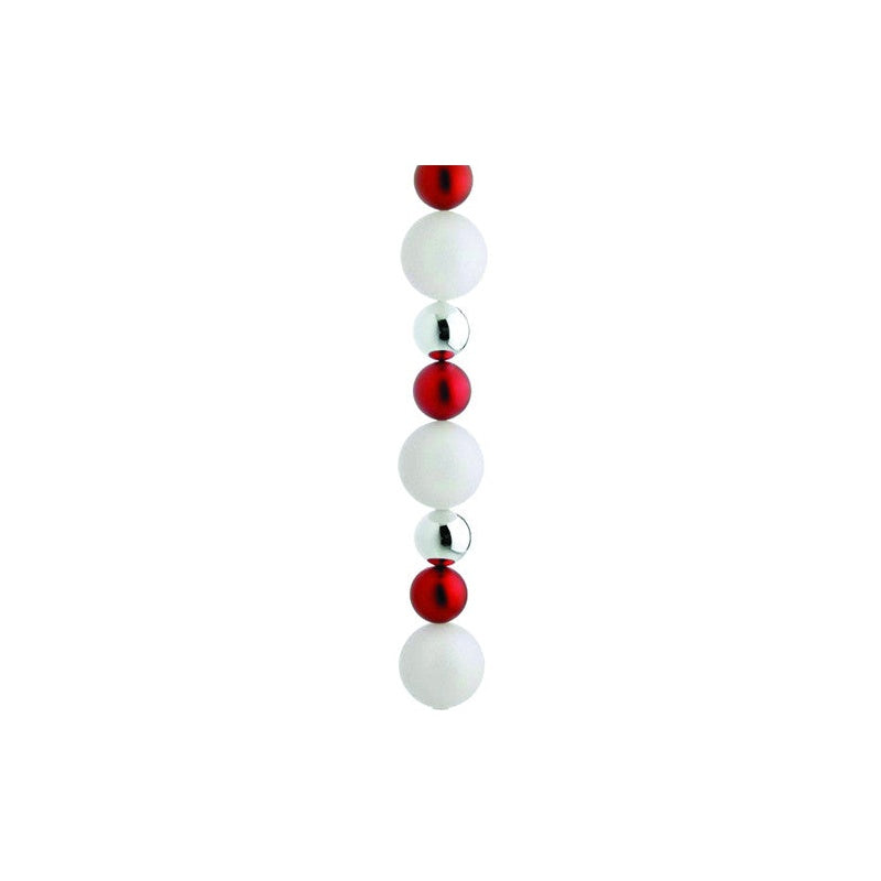 Red, silver and white bead ornament stringers, set of 4