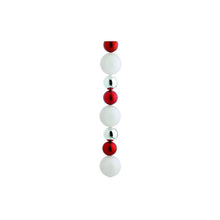 Red, silver and white bead ornament stringers, set of 4