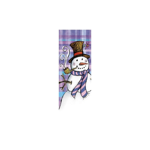Plaid Snowman light pole banner, double-sided on 18 oz vinyl; stock sizes 30×60, 30×84, 30×94-96
