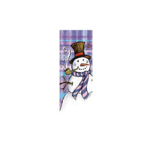 Plaid Snowman light pole banner, double-sided on 18 oz vinyl; stock sizes 30×60, 30×84, 30×94-96