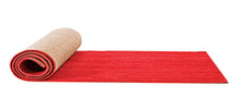 Santa's Red Carpet , rubber-backed red carpet for Santa photo sets; optional custom binding; widths 3', 5', 6' and lengths 10'-25'
