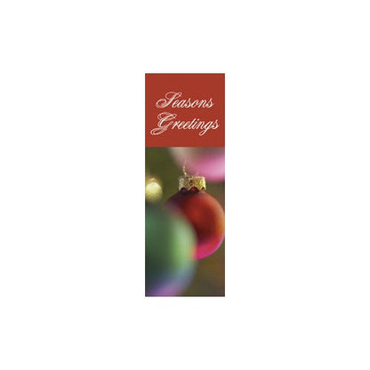 Seasons Greetings Ornaments light pole banner; double-sided full-color digital print on 18 oz. reinforced vinyl.