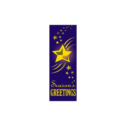 Season's Greetings Star Light pole banner (Purple), double-sided with yellow screen-printed art.