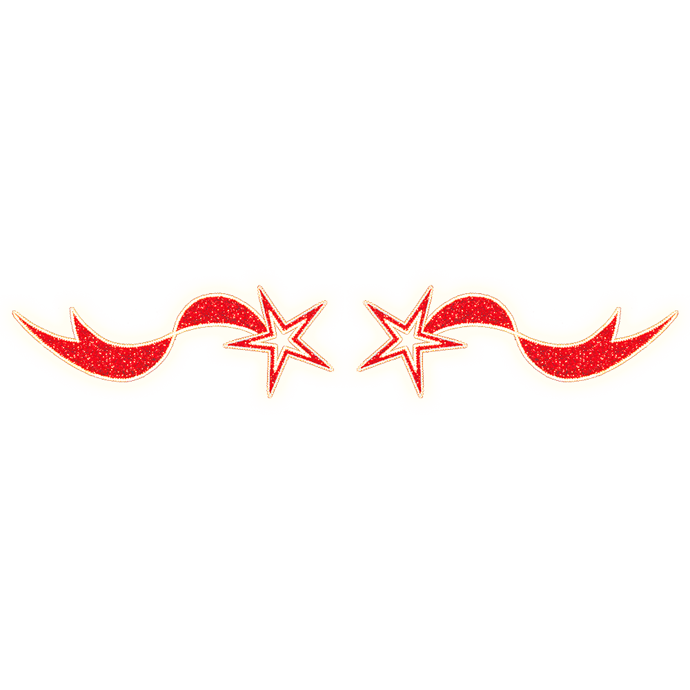Shooting Star Skyline LED overhead display, 21.5' with warm-white LED mini lights and two red shooting stars for indoor/outdoor use