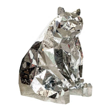 Silver Mirror Polar Bear Prop, 7' H x 4.41' W giant reflective polar bear photo op with mirrored geometric facets