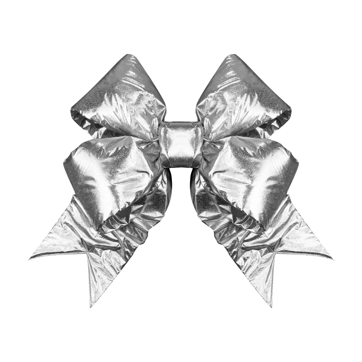 Silver Structural Bow commercial outdoor decorative bow with wire mesh frame and foam interior