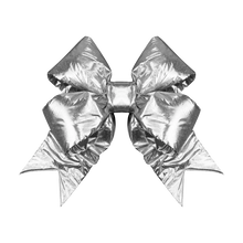 Silver Structural Bow commercial outdoor decorative bow with wire mesh frame and foam interior