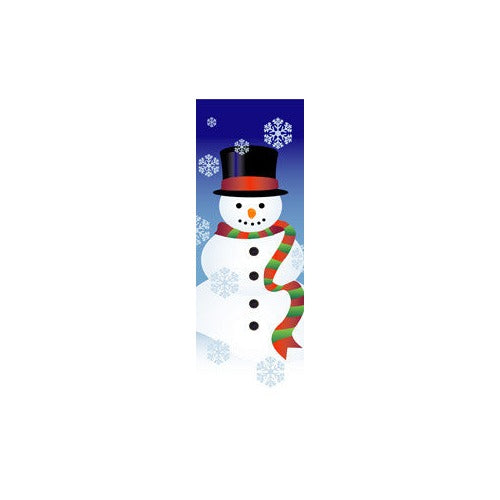 Snowman light pole banner, double-sided full-color digital print on 18 oz. reinforced vinyl; stock sizes 30 x 60, 30 x 84, 30 x 94-96