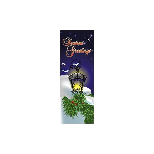 Snowy Lamp Light Pole Banner, full-color digital print on 18 oz reinforced vinyl; same art on both sides