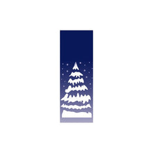 Snowy Pine Tree light pole banner, double-sided full-color screen print featuring white ink on captain navy marine acrylic fabric