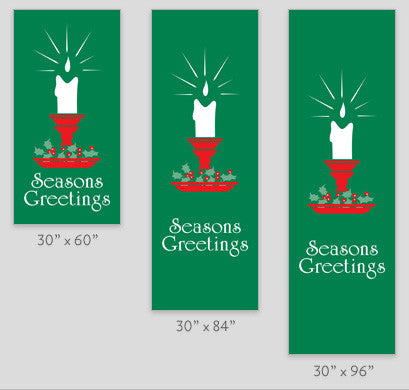 Seasons Greetings Candle Light Pole Banner