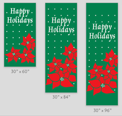Happy Holidays Poinsettia Light Pole Banner