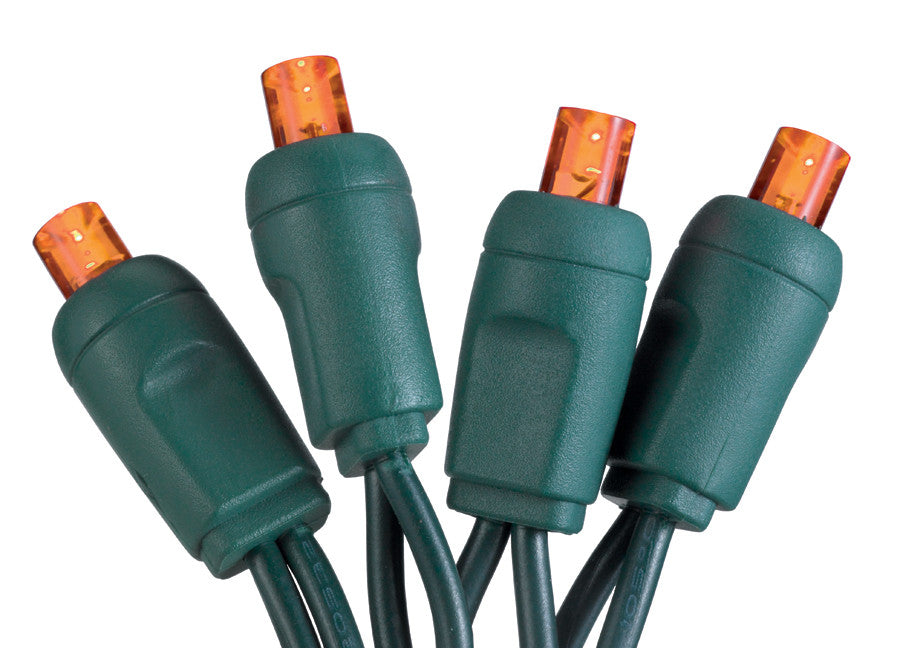 50-Light LED Orange Bulb/Green Wire. 6" Centers. Case Pack of 24 Sets