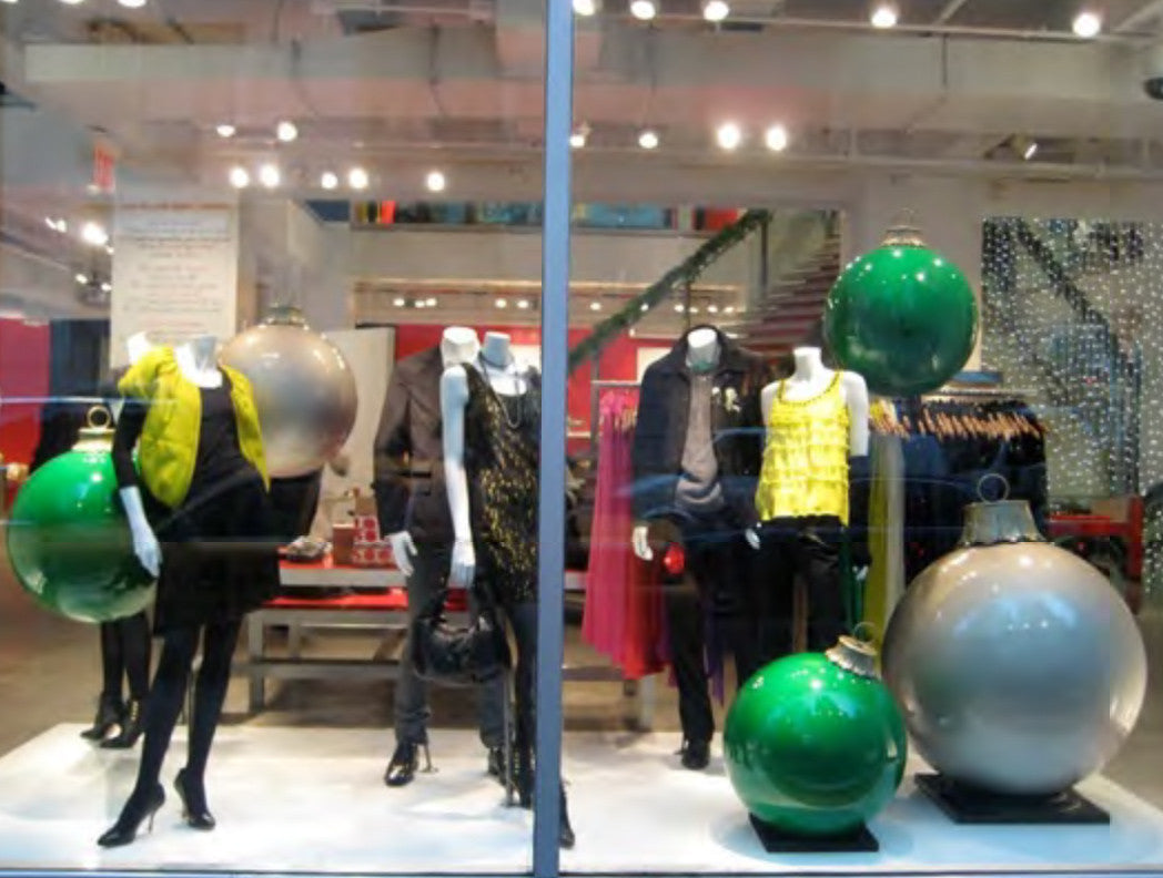 Green and Silver Oversized Ornament Display