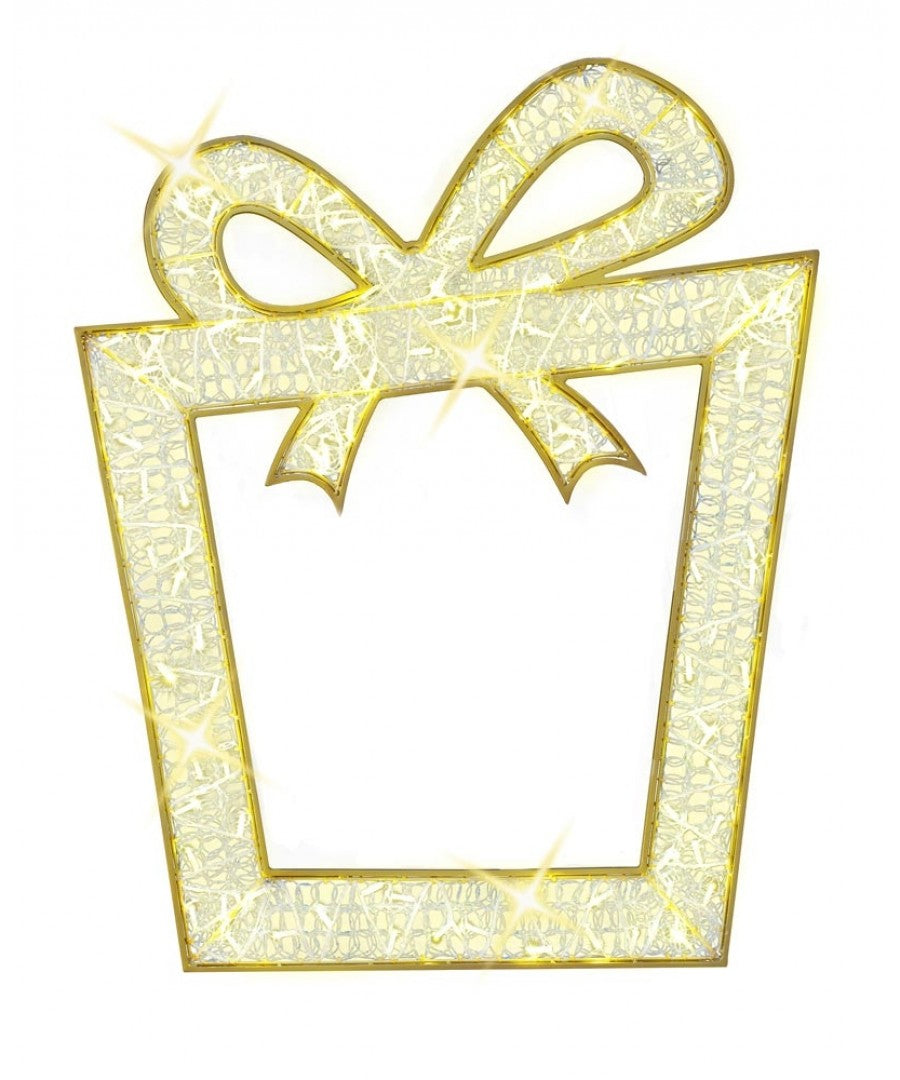 3.6 x 4.4 ft Clear Mesh with Gold Framing Warm White Lighting Exterior or Interior Use