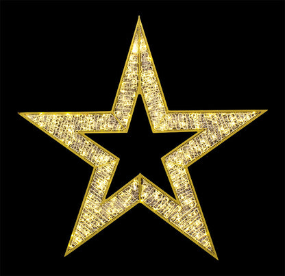 Warm White Gold Illuminated 2D Star Decoration