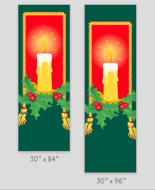 18 oz reinforced vinyl light pole banner produced on demand, same art on both sides; minimum order 10, custom sizes available