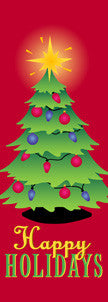 Christmas Tree Light Pole Banner , double-sided full-color high-res digital print on durable 18 oz reinforced vinyl; sizes 30×60, 30×84, 30×94-96 in.