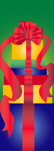 Holiday Gift Boxes light pole banner, double-sided full-color digital print; available in 30" x 60", 30" x 84", 30" x 94-96