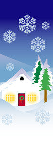 Winter House Light Pole Banner , double-sided full-color digital print on 18 oz reinforced vinyl; three stock sizes