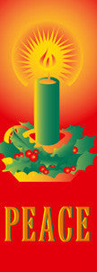 Peace Candle Light Pole Banner, full-color screen print on red marine acrylic, double-sided