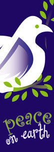 Dove with Peace on Earth light pole banner with classic holiday screen print and same art on both sides