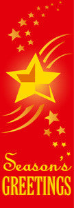 Season's Greetings Star Light pole banner (red), double-sided screen print on marine acrylic, available in 30×60, 30×84, 30×94-96