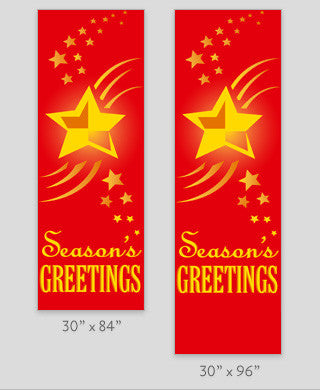 Red marine acrylic pole banner with yellow screen-printed Star Light design, double-sided; custom sizes available