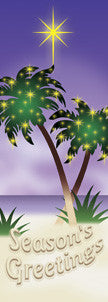 Palm Tree Christmas Light Pole Banner, double-sided full-color digital print on 18 oz. reinforced vinyl