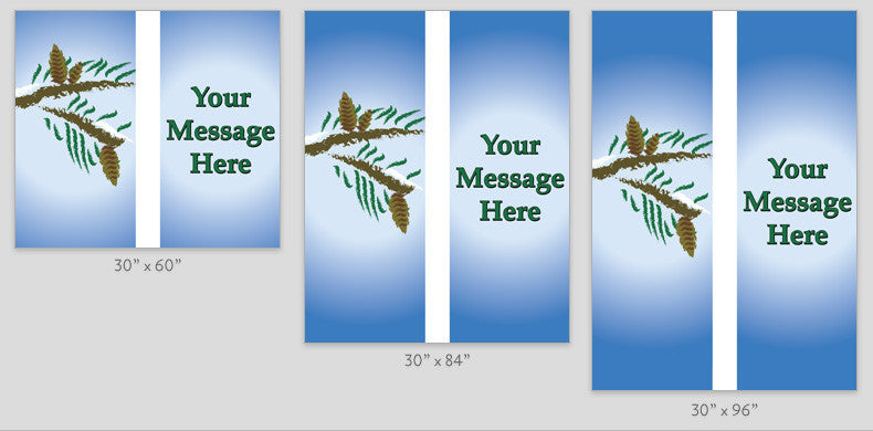 18 oz reinforced vinyl full-color digital print light pole banner, double set, customizable with your own holiday message