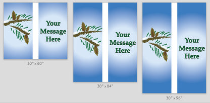 18 oz reinforced vinyl full-color digital print light pole banner, double set, customizable with your own holiday message