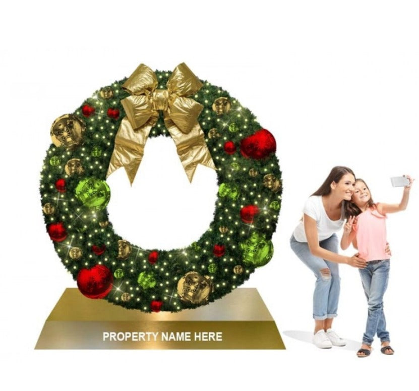 Giant Wreath on Base Photo Op Commercial Christmas Display