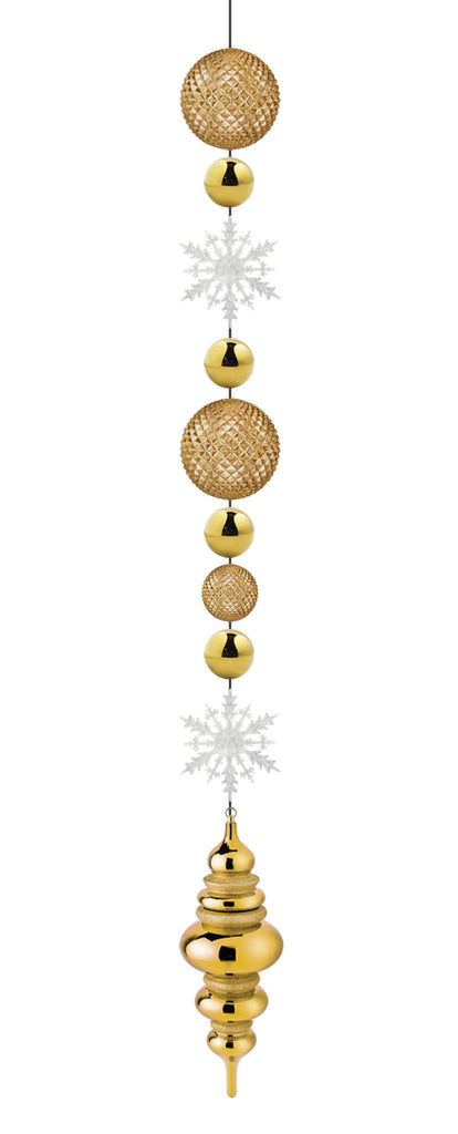 8' Gold Ornament & Snowflake Drop