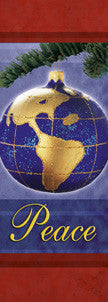Peace Globe light pole banner, double-sided full-color digital print, available in 30×60, 30×84, and 30×94-96 inch sizes