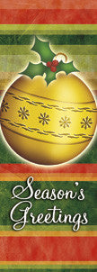 Striped Ornaments light pole banner "Ball and Holly" double-sided full-color digital print on 18 oz reinforced vinyl