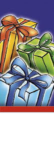 Three Holiday Packages light pole banner, double-sided full-color print on 18 oz reinforced vinyl, produced on demand