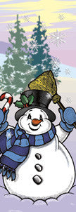 Snowman with Broom light pole banner, double-sided full-color digital print on 18 oz reinforced vinyl