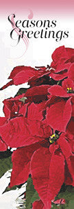 Potted Poinsettia light pole banner, double-sided with same art; available in 30×60, 30×84, and 30×94-96 inch sizes