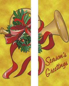Gold French Horn Light Pole Banner double set, full-color digital print with same art on both sides